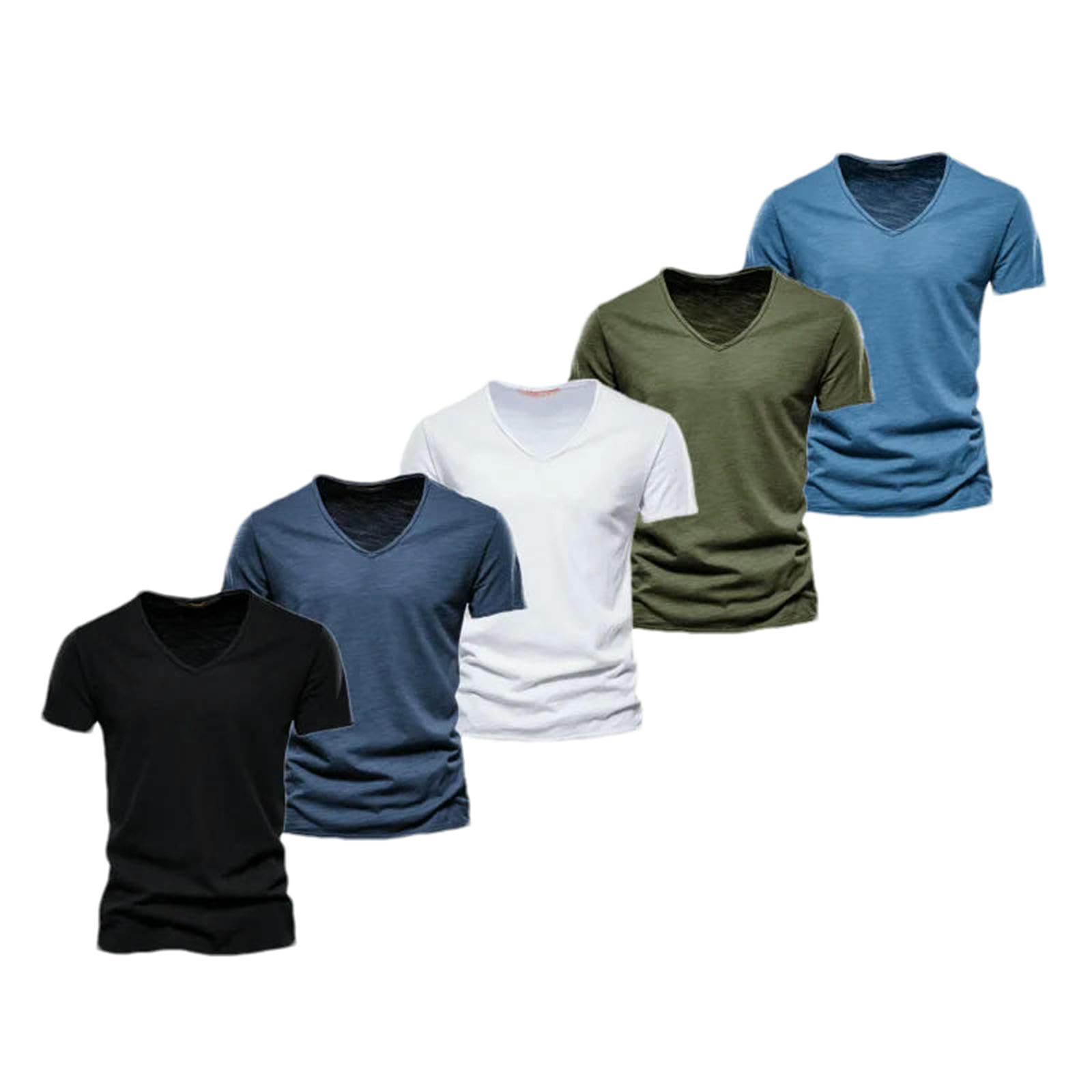 Camiseta interior de verano para hombre, 5 unidades, manga corta, informal, básica, suave, ligera, transpirable, para el día a día