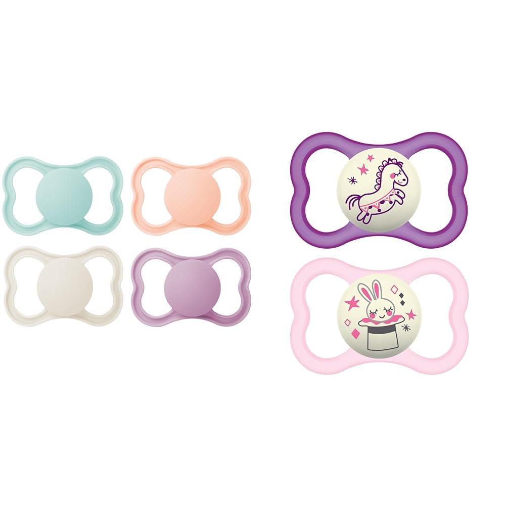 MAM Air Matte Pacifiers, for Sensitive Skin, 6+ Months, Best Pacifier for Breastfed Babies & Air Night Pacifiers (1 Sterilizing Pacifier Case), MAM Sensitive Skin Pacifier 6+ Months