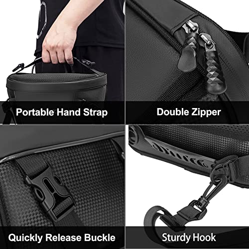 MOSISO Motorcycle Tail Bag Multifunctional Waterproof Polyester Storage Saddle Bag, 10L Outdoor Sports Motorbike Rear Seat Light Tank Handbag Tool Carry Pouch with Shoulder Strap, Black by MOSISO - Used condition - Image 3