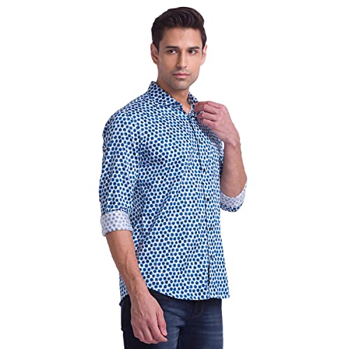 Image of Park Avenue Men's Pure Cotton Print Pattern Slim Fit Cut Away Collar Full Sleeve Casual Shirt