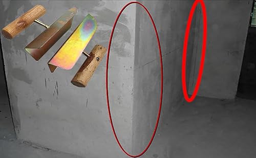 zeng Paar Winkelspatel aus Kohlenstoffstahl mit Holzgriff, Inneneckenkelle und Außeneckenkelle 145x38 mm Eckspachtel, Eckkelle für Gipsarbeiten, 90-Grad-Innen- und Außeneckenmesser