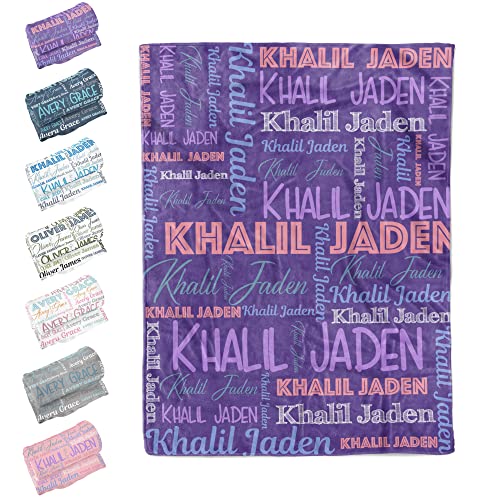 Image of WTCWY Custom Baby Blanket with Name - Personalized Blankets for Kids (Purple)