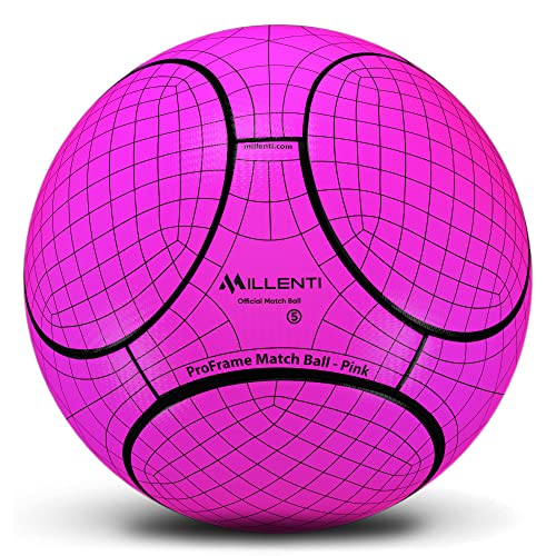 Millenti Proframe Club Soccer Ball-Pink - Size 5 Training Ball + Match Ball, High-Visibility Easy-To-Track Design (Pink) Sb0505Pk #TOP9