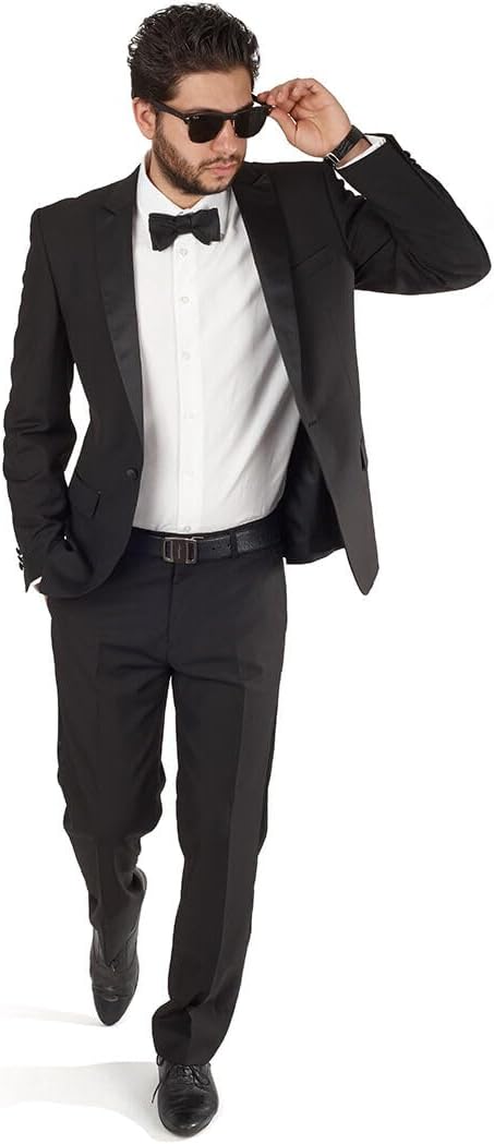 Slim Fit 1 Button Peak Satin Lapel Men's Tuxedo AZAR