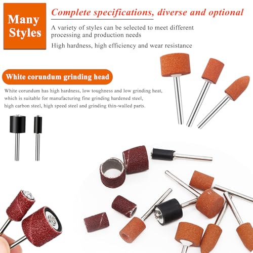 Sunxeke 64Pcs Sanding Bits for Dremel Rotary Tools, 42Pcs Aluminum Oxide Grinding Stones Sanding Drill Bits (1/8 inch Shank) and Sanding Drums, Grinding Bits for Metal Rust Removal Polishing