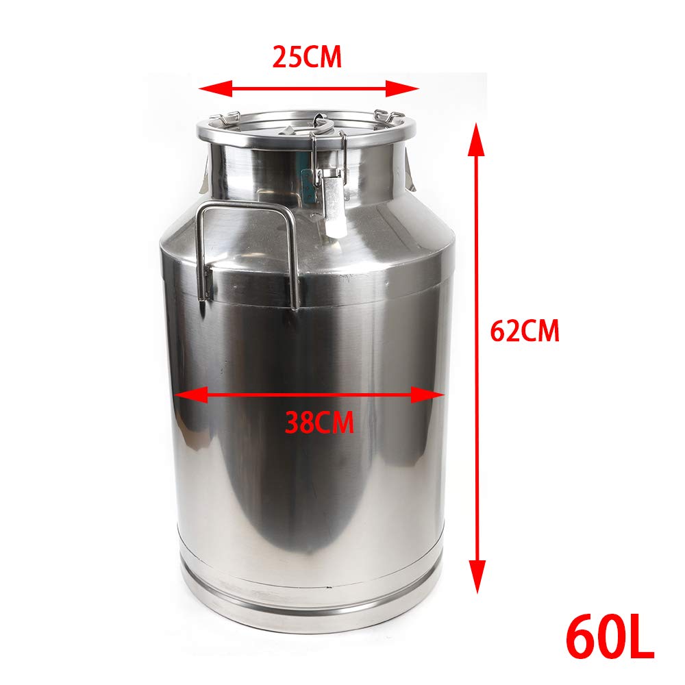 Bidone Latte,Secchio per Latte, Vino in Acciaio Inossidabile 304 Resistente con Maniglia e Coperchio, Facile da trasportare, 64 l.