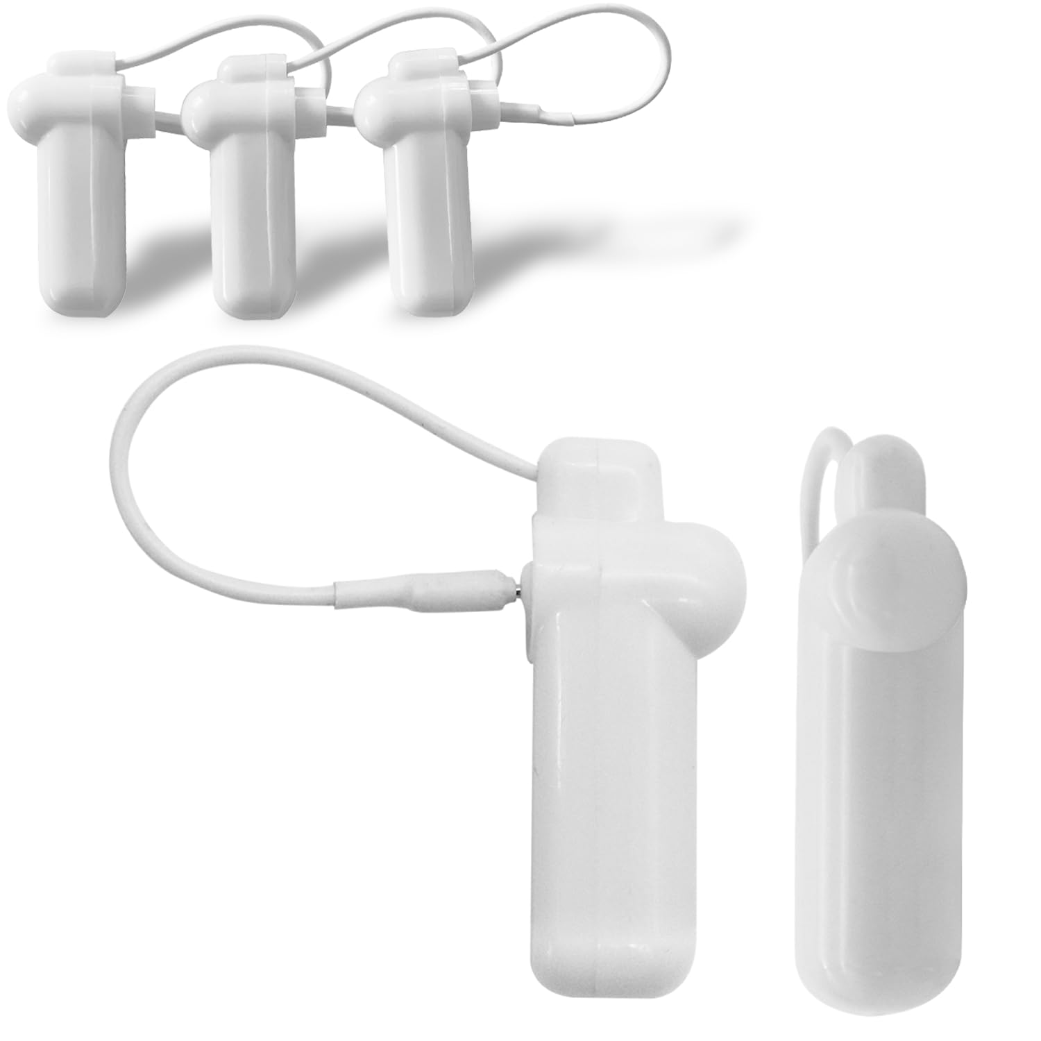 Security Tags with Lanyard, 100pcs Hard Tags Reusable Clothing Tag with String Compatible with RF 8.2Mhz EAS Checkpoint Security System (White)