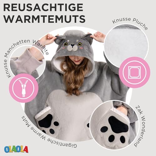 OLAOLA Dinosaurus Overmaat Hoodie Deken voor Volwassenen, Sherpa