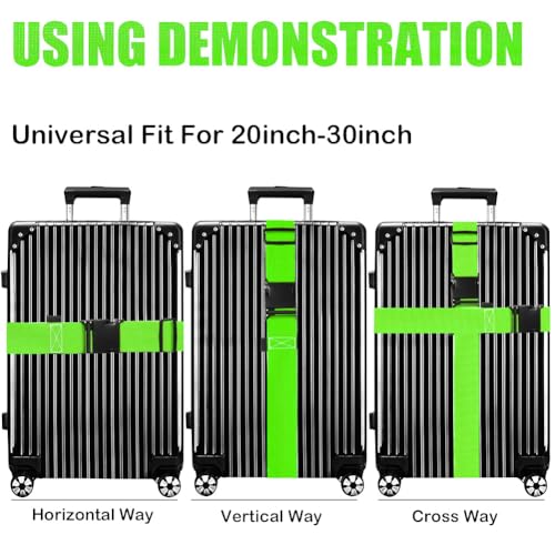 Image of Luggage Straps for Suitcases TSA Approved-2 Pack Bright Personalized Luggage Belt Strap for Suitcase /Carry On Bag Luggage Accessories for Travel (Limegreen)