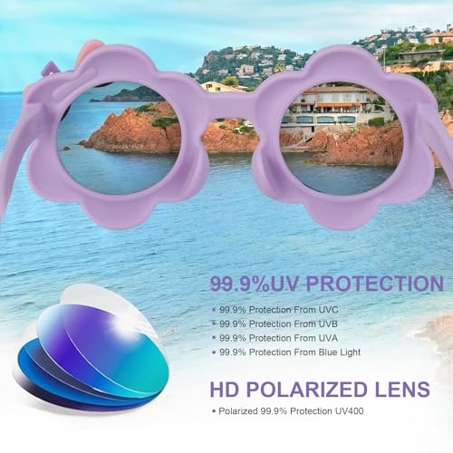 Kids Sunglasses, Polarized Sunglasses for Toddler, Cute Flower Baby Sunnies for Girls Boys UV4003