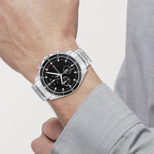 Tommy Hilfiger Multi Zifferblatt Quarz Uhr für Herren mit Silbernes Edelstahlarmband - 1791835 – Bild 4