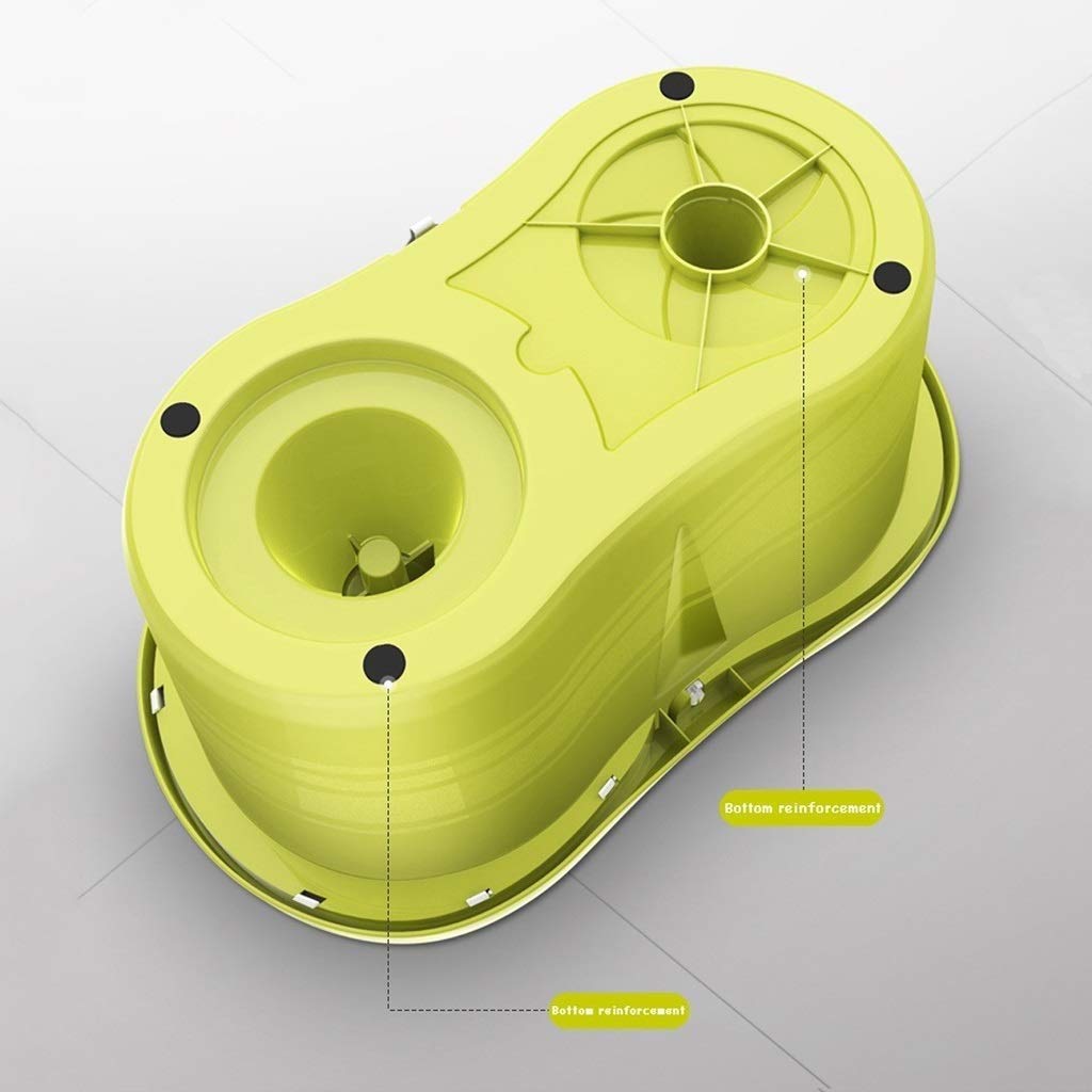 Mop - Sistema de cubo de fregona giratoria, cabezales de fregona de microfibra de longitud extendida ajustable con placa de fregona de acero inoxidable