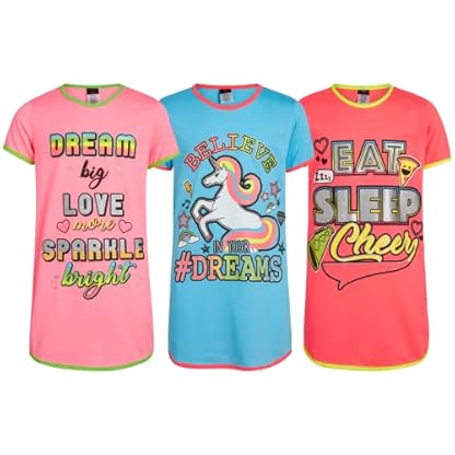 Angel Face Girls’ Nightgown Pajamas – 3 Pack Sleepwear Night Dress Sleep Shirt (4-14)