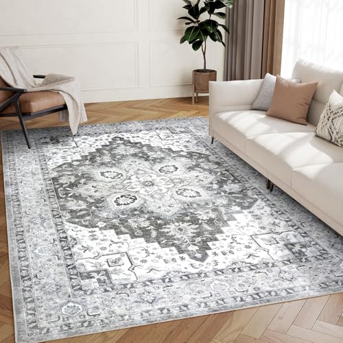 AMADA HOMEFURNISHING 5x7 Area Rugs, Washable Living Room Rug Low-Profile with Non-Slip Backing & Durable Edge Binding, Vintage 5x7 Rugs for Living Room, Bedroom, Dinning Room - Image 6