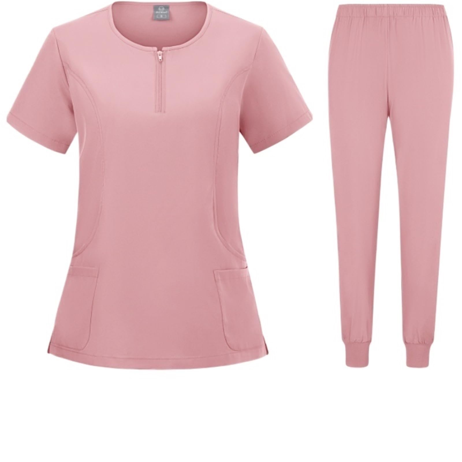 AHUFGN Nurse Scrubs Women Medical Uniform Elastic Scrub Set Hospital Surgical Scrubs Tops Pants Nurse Nursing Workwear Doctors Clothes(Color 12,L)