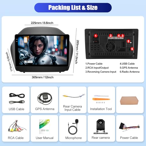 Image of [4+128GB] Android 15 Car Stereo for Hyundai Tucson IX35 2010-2015 with Wireless CarPlay Android Auto,10.1 inch Screen Car Radio with Bluetooth GPS WiFi FM /RDS DSP EQ SWC Backup Camera