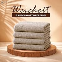 NatureMark 4er Duschtuch-Set – weiche und saugfähige Duschtücher aus 100% Baumwolle, geeignet für den täglichen Gebrauch – Sand/Beige, 70x140 cm – Ansicht 3
