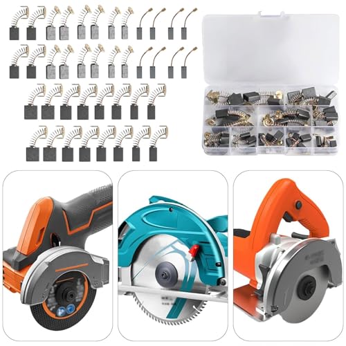 Tkxjry Koolborstels, 40 stuks koolborstels voor elektrisch gereedschap, 10 maten reservekoolborstels, koolborstels voor elektromotoren, universele boormachine - Afbeelding 4