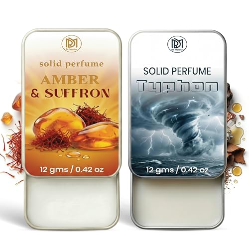 Image of Dr.Mashur Solid Perfume |Amber & Saffron&Typhon Alcohol Free Wax Perfume Balm, Long Lasting | Pocket Tin 12g, Pack Of 2| Non Greasy Smooth Glide, Travel Friendly Unisex Gifts He Or Her