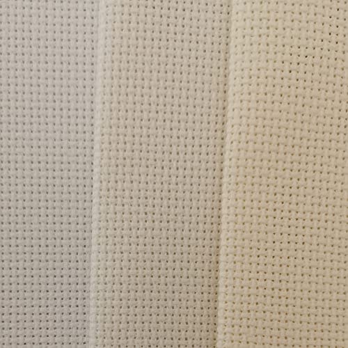 Image of KCS 3 pc of 12 inch x 18 inch 18CT Counted Cotton Aida Cloth Cross Stitch Fabric (White+Antique White+Cream)