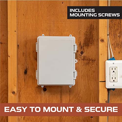 Outdoor Electrical Junction Box with Mounting Plate - 9 x 7 Inch Dustproof Waterproof Plastic Universal Durable Hinged Project Enclosure - Image 6