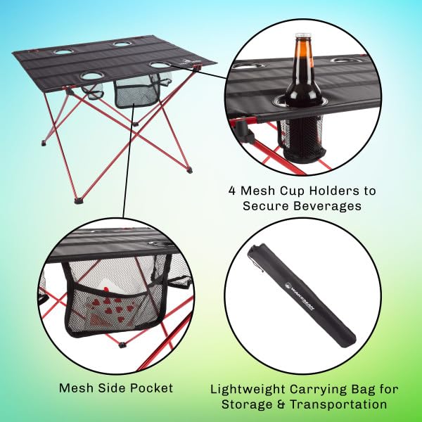 Mesa de Camping Wakeman Camp Table - Mesa Plegable al Aire Libre con 4 Portavasos y Bolsa de Transporte para Camping, Playa, Picnic y Eventos Deportivos miniatura 3