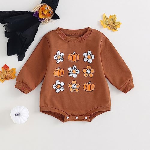 Halloween Baby Girl Boy Clothes Pumpkin Print Sweatshirt Romper Infant Long Sleeve One Piece Romper Fall Outfits2