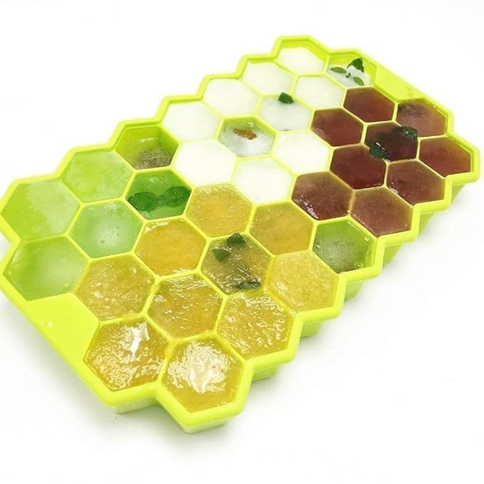 Image of Ice Cube Tray Silicone for Freezer Honeycomb 37 Cavity Ice Cube Mould Flexible Tray for Freezer, Chocolate Cake Maker, Ice Trays for Chilled Drinks, Reusable (Pack of 1)