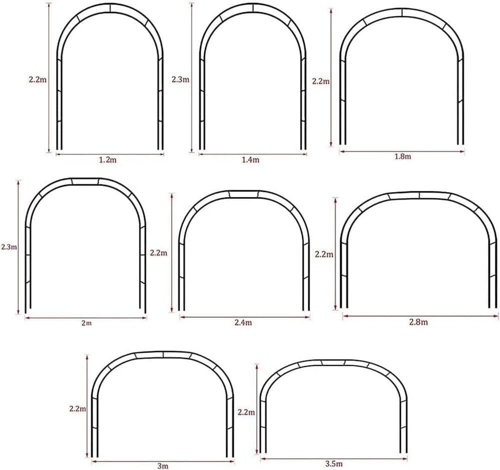 Metall-Gartenbogen-Rankgitter, 1,8 m breit, wetterbeständig, Rosenbögen, Hochzeitsbogen, Rahmen, Gartendekoration, Eingangsständer, schwarz, 1,8 m x 2,2 m