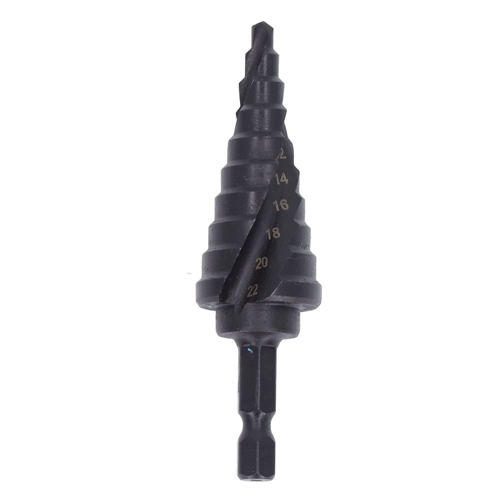HSS Spiral Flute Pagoda Hole Reamer, Step Drill Bit Hexagonal Shank Metal Drilling Tools Multiple Sizes Available for Electric Drills Cordless Drills (10 Steps(4?22mm))