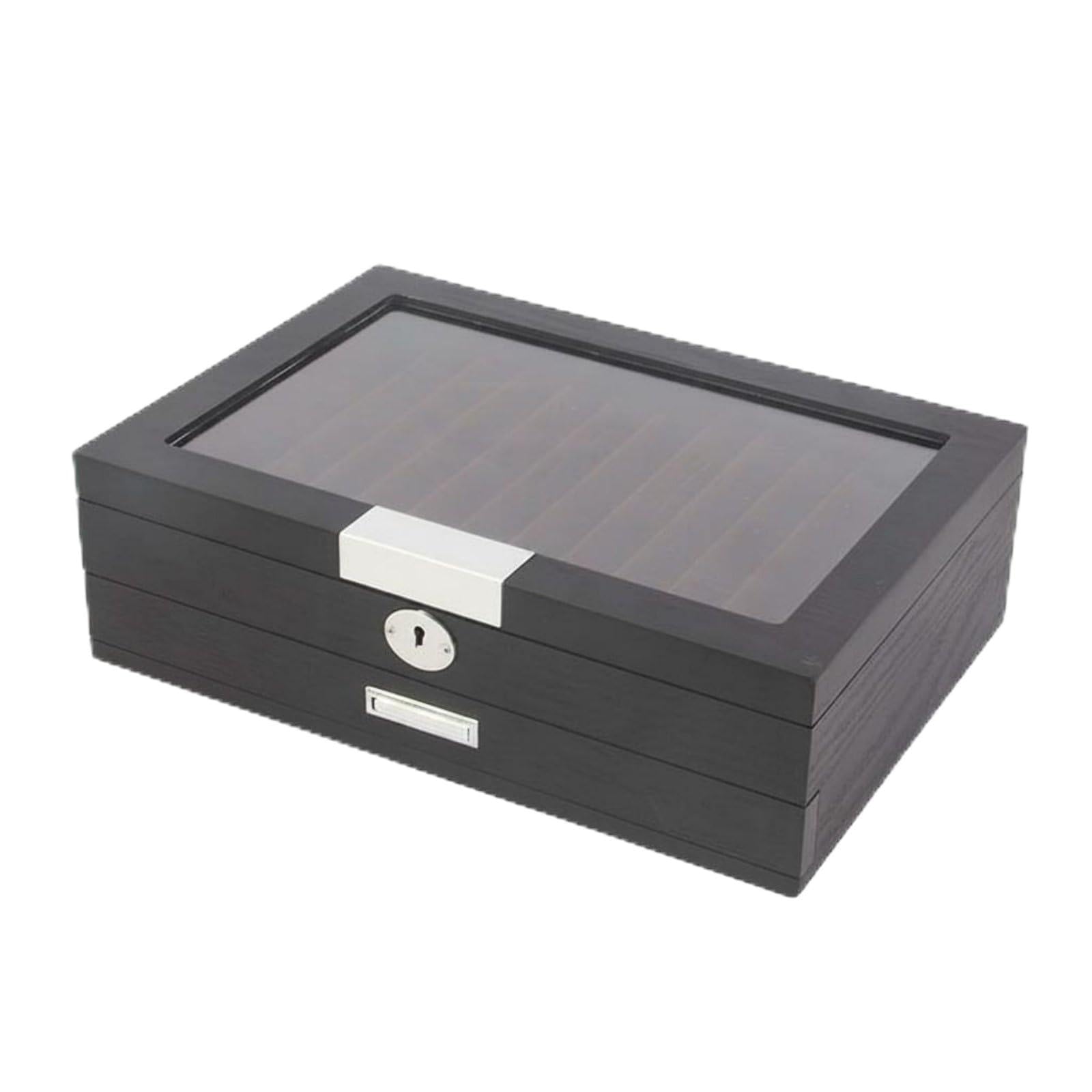 Stift Vitrine Stiftebox Stiftkoffer Stift Organizer Holz mit Glasabdeckung Und Gepolstertem Innenleben für Kratzschutz Sammlung Präsentation, 23 Steckplätze
