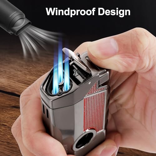 Encendedor antorcha triple llama a prueba de viento miniatura 2