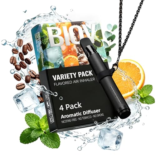 BIOVIKOTING Upgraded Diffuser Pen 4-Pack, All-Natural Flavored Air for Quitting Smoking, Freshens Breath & Relieves Cravings, Portable & Smokeless, Variety Pack Mint Included