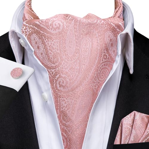 Image of Dubulle Paisley Floral Ascot for Men Self Tie Mens Cravat and Pocket Square Cufflinks Wedding