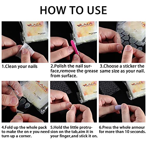 Laza 720 Pcs Breathable Adhesive Tabs Fake Nail Glue Sticker 30 Sheets Super Sticky Double Sided Tips (Germany Jelly Gel) Flexible for Acrylic False Nails Manicure Tape