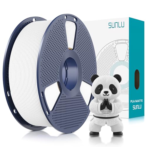 Image of SUNLU PLA Matte 3D Printer Filament 1.75mm, PLA Filament 1kg Spool (2.2lbs), Dimensional Accuracy + /- 0.02mm, Matte White PLA