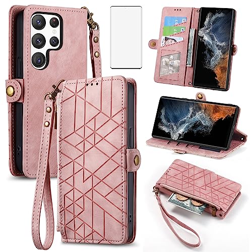 Coque portefeuille Samsung S23 Ultra zippée et verre trempé antichoc