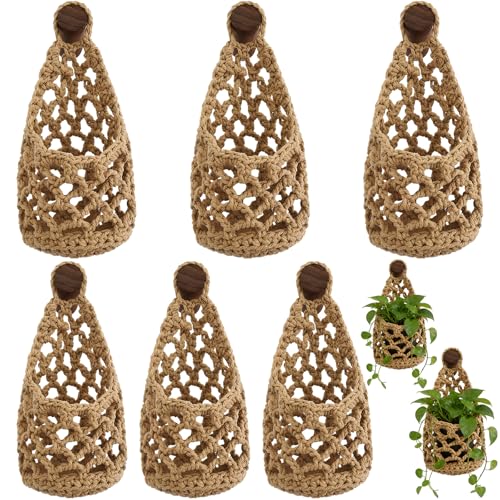Teecyhooo 6 Pk Wall Planters for Indoor Macrame Plant Hanger