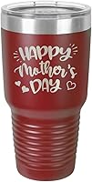 Vista 9 de Taza de viaje con texto en inglés "HAPPY MOTHERS DAY 30 oz Drink Tumbler with Straw " grabado con láser con divertidas citas " Compare con Yeti