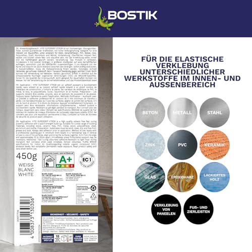 BOSTIK H751 Supergrip Xtrem Weiß – Hybridklebstoff Für Innen-und Außenbereich, Extreme Haftkraft, 450g