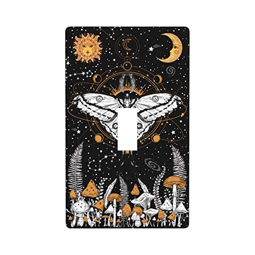 Plaque murale interrupteur decoration champignons lune, idee cadeau originale