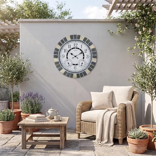 Reloj exterior impermeable de 18 pulgadas ideal para decorar terrazas y jardines 7