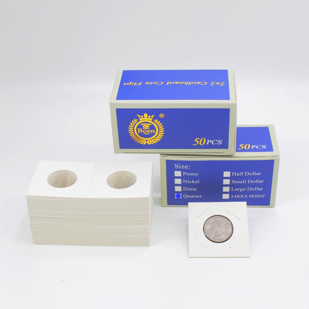 Boen 100 Piece Coin Flips for Quarter Premium 2x2 Coin Holders Coin Holders for Collectors.（Coin Flips Specially Designed for Collecting U.S. Coins