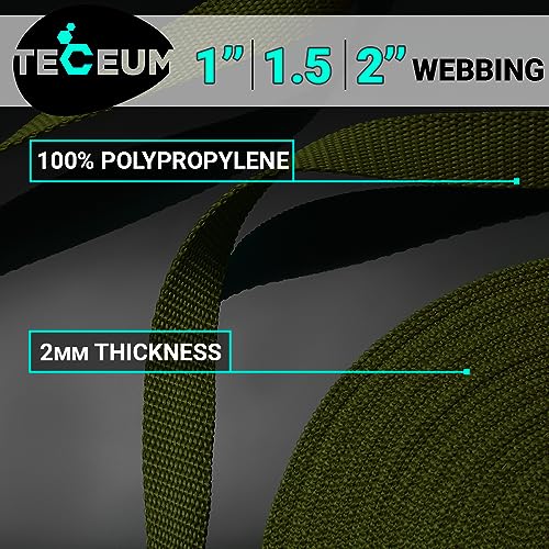 Image of TECEUM 3 /4 inch & 5 /8 inch & 1 inch & 1.5 inch & 2 inch Webbing - 10 25 50 Yards - 40+ Colors - Heavy Duty 1 Inch 1.5 Inch 2 Inch Backpack Straps - Webbing for Outdoors Indoors Crafting DIY