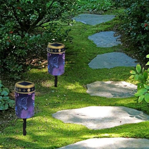 Image of Wolf Purple Rose Light for Prayer Cemetery Solar Lights for Grave Cemetery Decor Candle Lamp Waterproof Solar Power Light Eternal Lights for Graves Cemetery Memorial Gift 2 Pcs