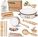LOOIKOOS Toddler Musical Instruments, Eco Friendly Musical Set for Kids Preschool Educational, Natural Wooden Percussion Instruments Musical Toys for Boys and Girls with Storage Bag