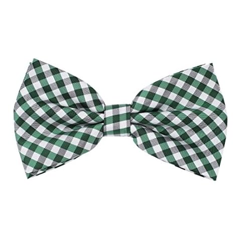 Dan Smith Bowties For Party Polyester 25.6"-Neck-Size Clip-On Adjustable Pre-Tied Bowties Green Fantasy Brother DBD3C03E Sea Green,Beige Checkered Cover
