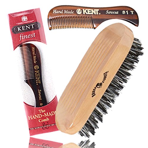 Best Beard Brush and Comb Set for Men Includes Premium Kent 81T Beard Comb Kit With Military Boars Hair Beard Brush | Just Right Feel.