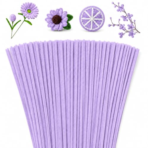 Image of YUNAMI 100 Pcs Pink Pipe Cleaners for DIY Craft Flowers - Fuzzy Chenille Stems & Fluffy Sticks for Arts & Crafts, Creative School Projects, Kids Craft Supplies, Home & Party Decor (Irish Purple, 100)