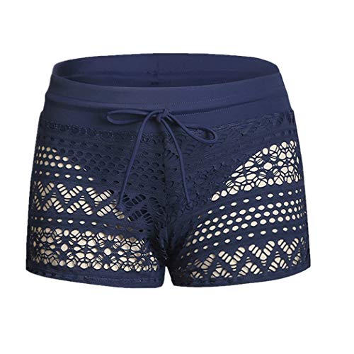 wiftms Pantalones cortos de natación elegantes de encaje para mujer con calzoncillos interiores, pantalones cortos de natación, pantalones cortos de bikini de talla grande, pantalones cortos de